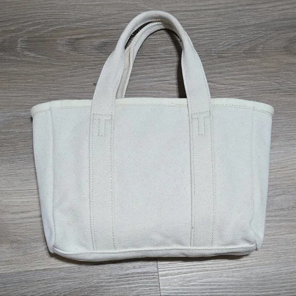 Tory Burch Mini Mercer Street Canvas Blue Logo Beach Summer Sailor Preppy Tote - Picture 2 of 11